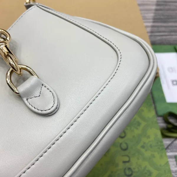 Gucci Jackie Notte Mini Bag 19 In White Calfskin Gold Hardware product view 6