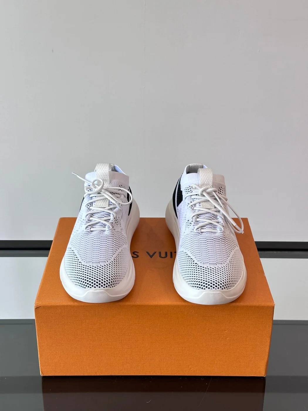 Louis Vuitton Men White Knit Mesh Sneakers product view 2