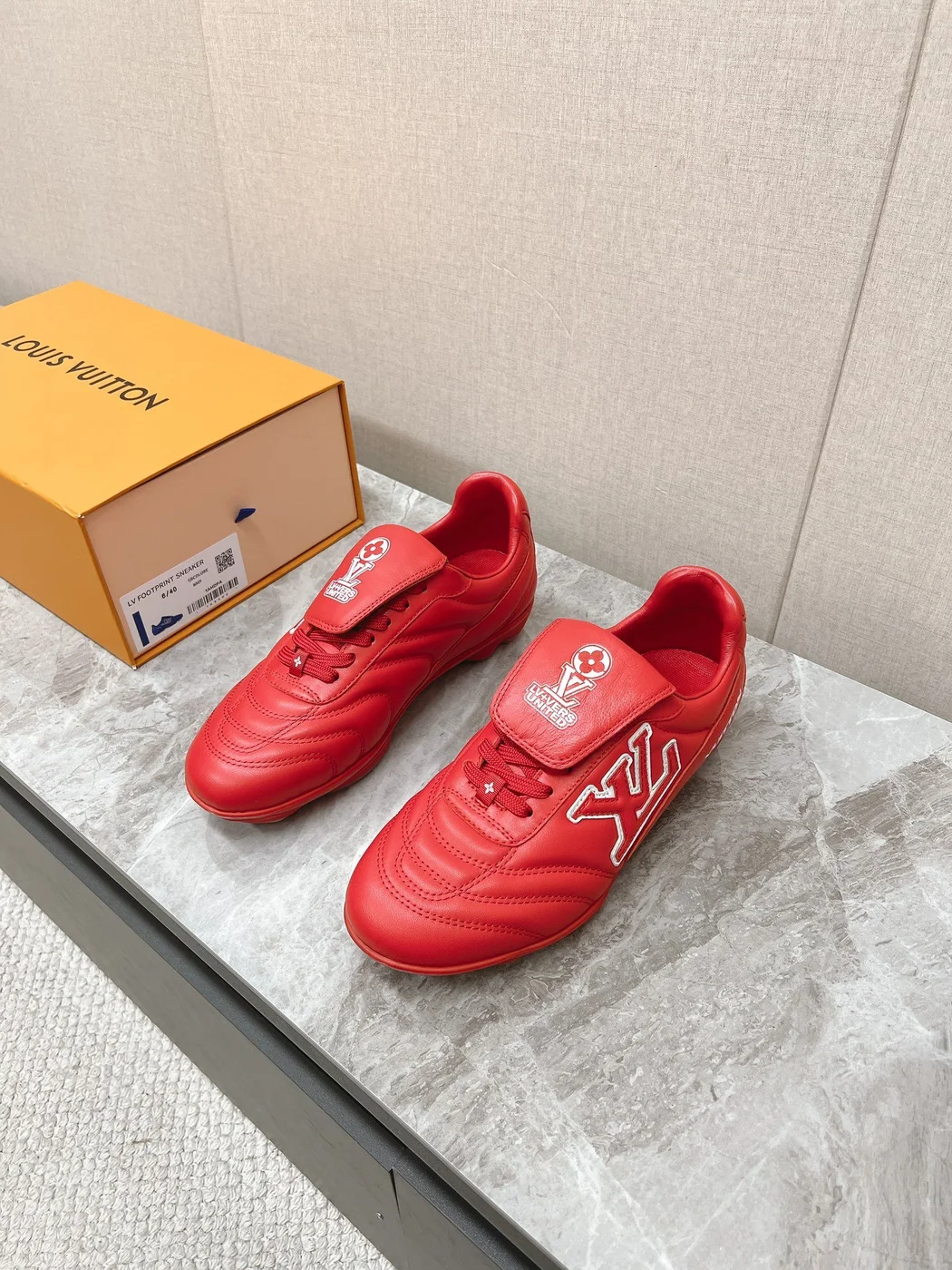 Louis Vuitton Women Red Leather Sneakers product view 1