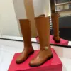 Valentino Women Brown Leather Knee High Boots — Ankle-Strap Detail product view 3