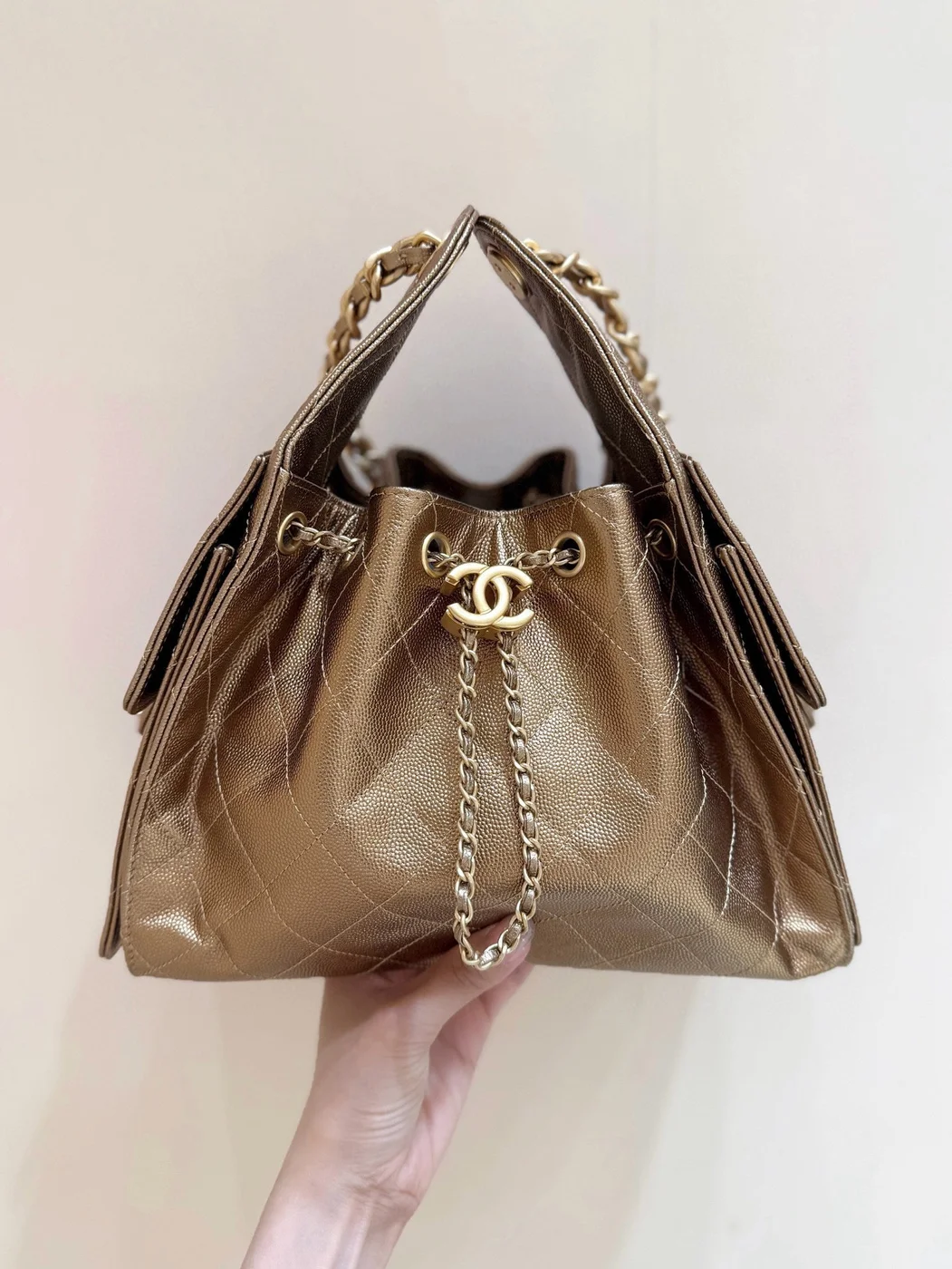 Chanel 25 Handbag 30 In Golden Brown With Gold Hardware product view 3