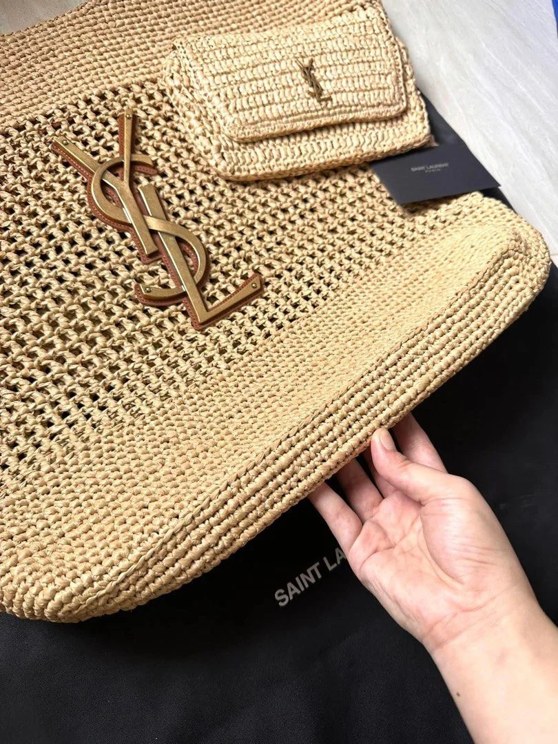 Saint Laurent Icare Maxi raffia tote bag product view 6