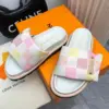 Louis Vuitton Women Pastel Checkered Fabric White Slide Sandals product view 6