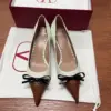 Valentino Women Ivory Leather Brown Patent Heels product view 1