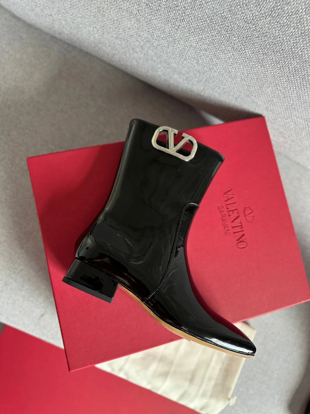 Valentino Women Black Patent Leather Boots — Side-Zip Style product view 4