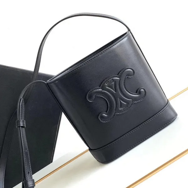 Celine Small Bucket Cuir Triomphe Mini Black Bucket Bag 19.5x16x7cm product photo