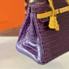 Hermès Birkin 30 Purple/Gold Crocodile Leather Gold Hardware – Custom Made Bag product view 3
