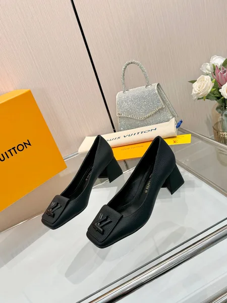 Louis Vuitton Women Black Block-Heel Pumps product photo