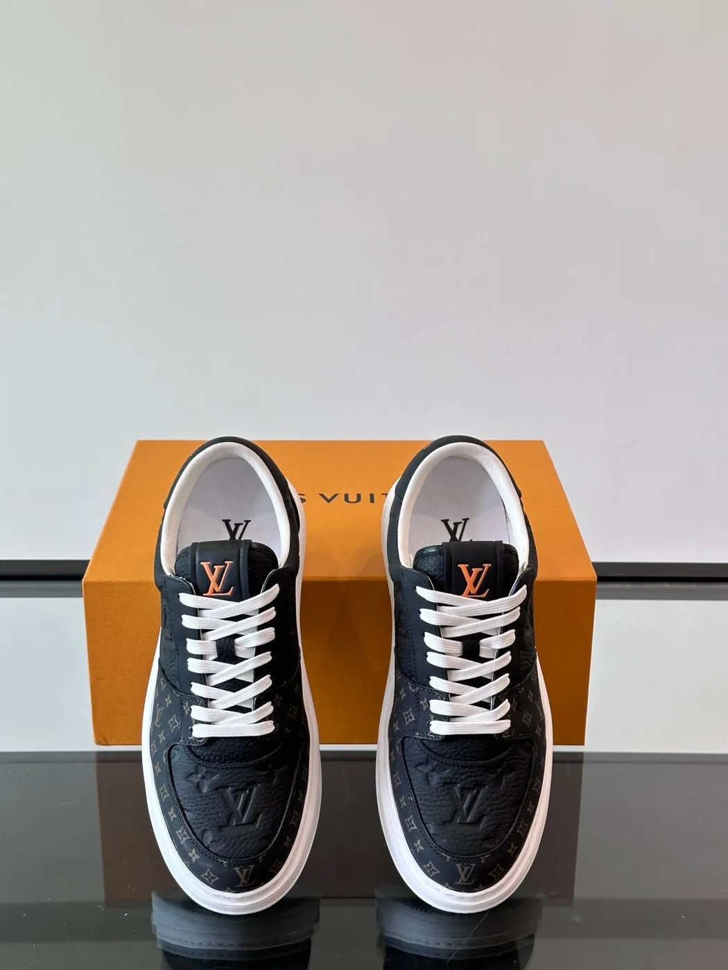 Louis Vuitton Men Sneakers — Black and White Monogram product view 6