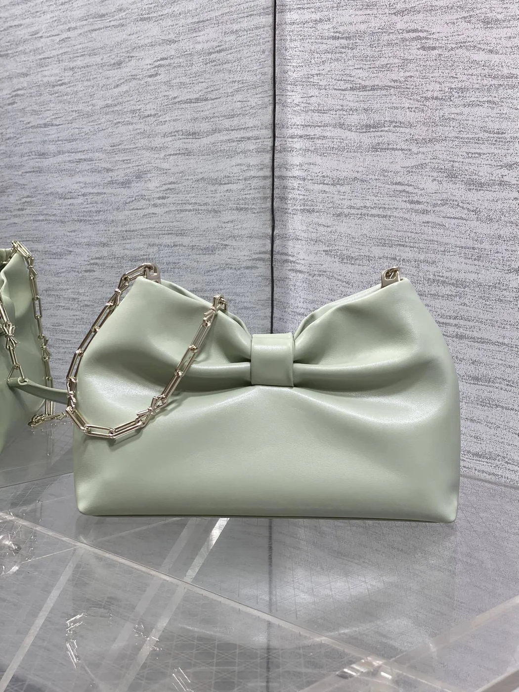Dior Bow Bag Green Lambskin product view 4