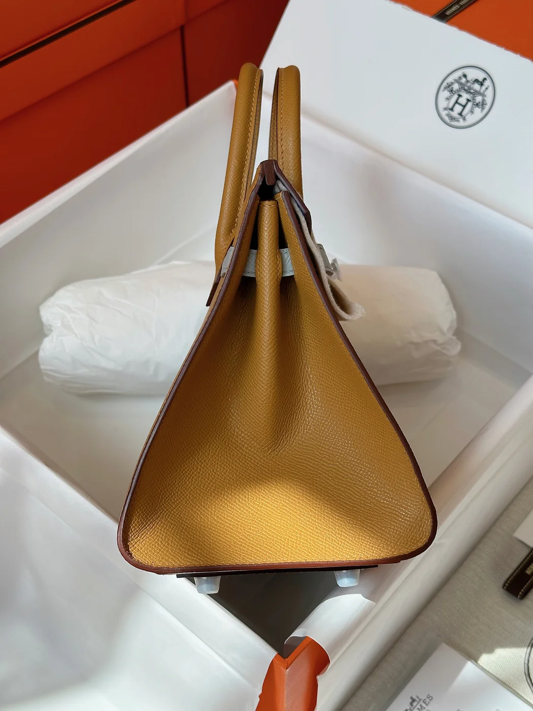 Hermès Birkin 25 Gray/Brown Epsom leather Palladium Hardware Bag product view 2