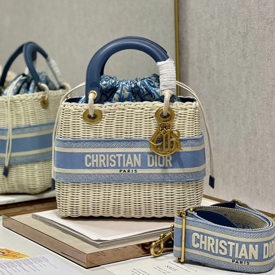 Dior Lady Wicker Bag — Blue Trim product view 1