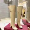 Valentino Women Beige Leather Knee High Boots product view 1