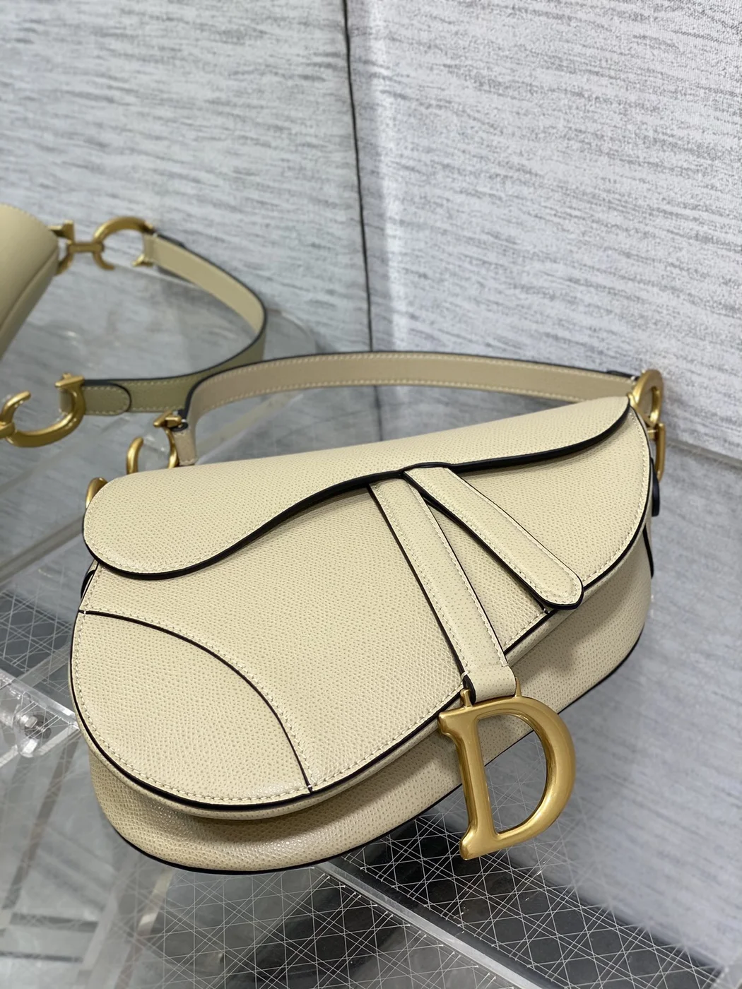 Dior Saddle Bag in Beige Gold Hardware product view 6