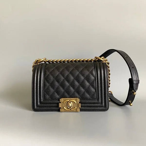 Chanel Small Boy Bag 20 In Black Lambskin Gold Hardware product photo