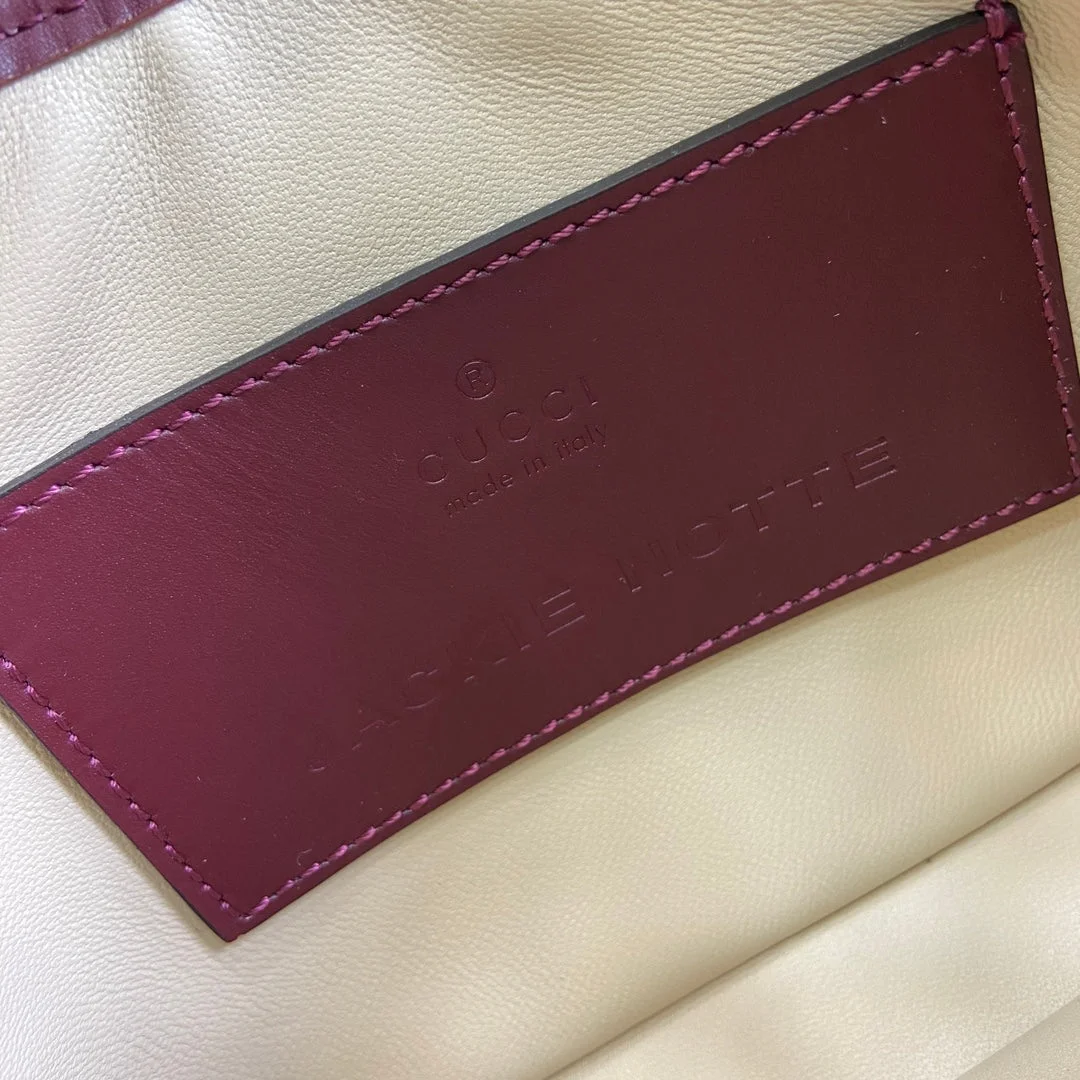Gucci Jackie Notte Mini Bag 19 In Burgundy Red Calfskin Gold Hardware product view 7