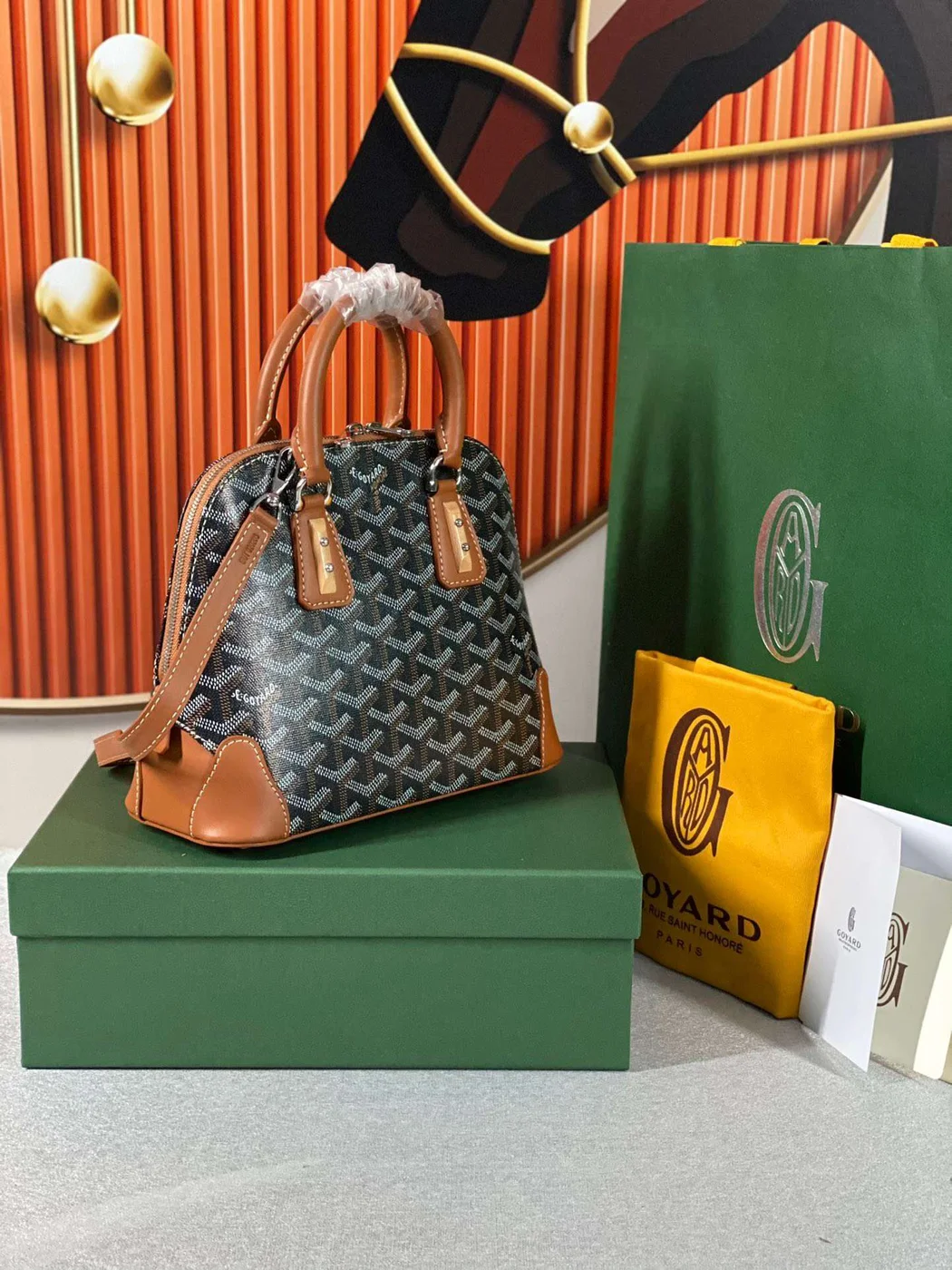 Goyard Alma Vedome Handbag Fabric Wrapped Leather Strap 24 cm product view 7