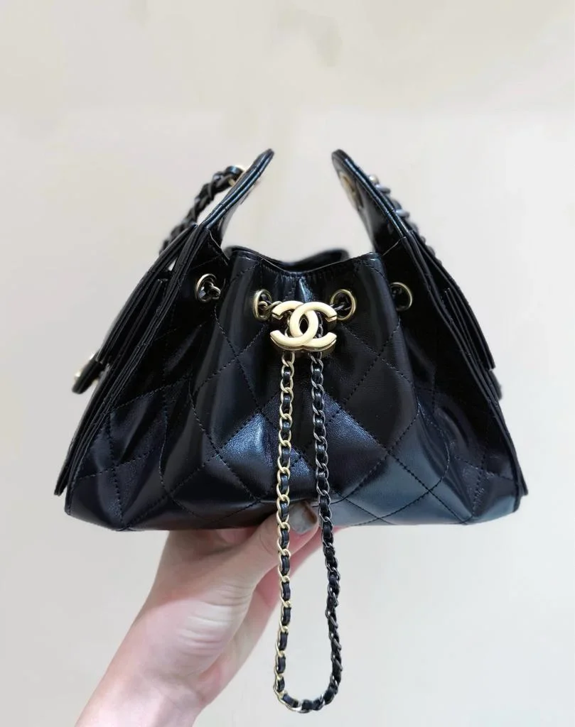 Chanel 25 mini Gold Silver Chain Black Bag product view 7