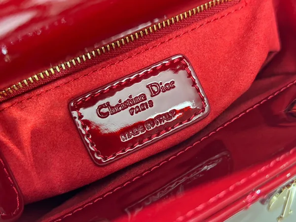 Dior Lady Mini Women’s Handbag, Glossy Red, 17 cm product view 2