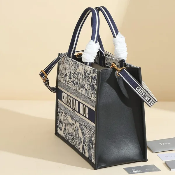 Dior Medium Book Tote — Blue and White Scenic Pattern product view 2