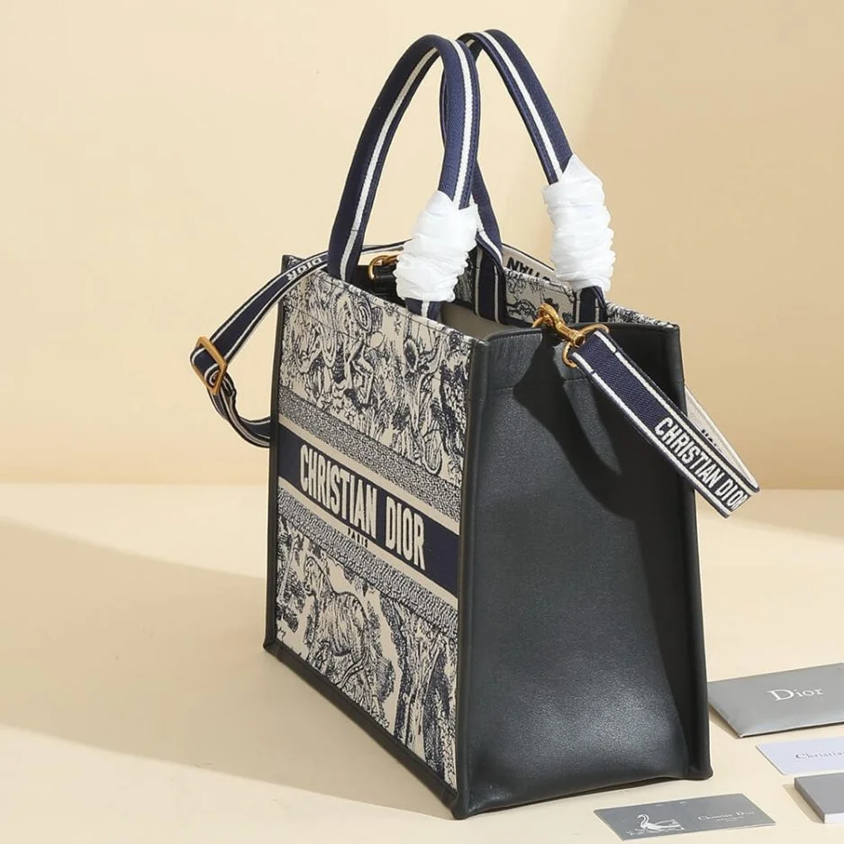 Dior Medium Book Tote — Blue and White Scenic Pattern product view 2