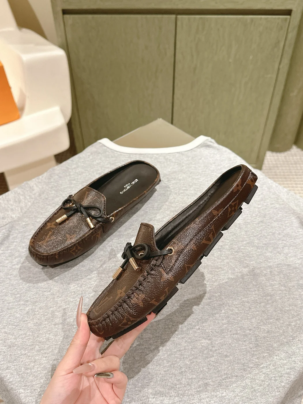 Louis Vuitton Women Brown Leather Loafers product view 4
