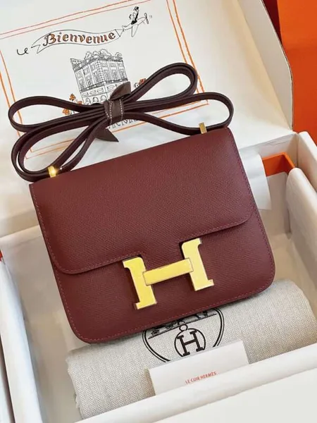 Hermès Constance Bag Epsom Gold Dark Red Handbags 19 cm product photo