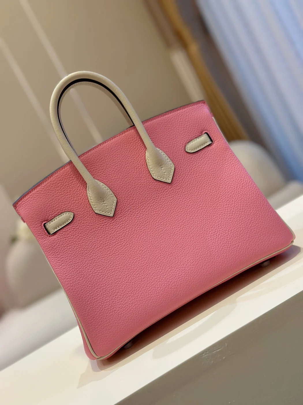 Hermès Birkin 25 Pink/Beige Customize Palladium Hardware Bag product view 4