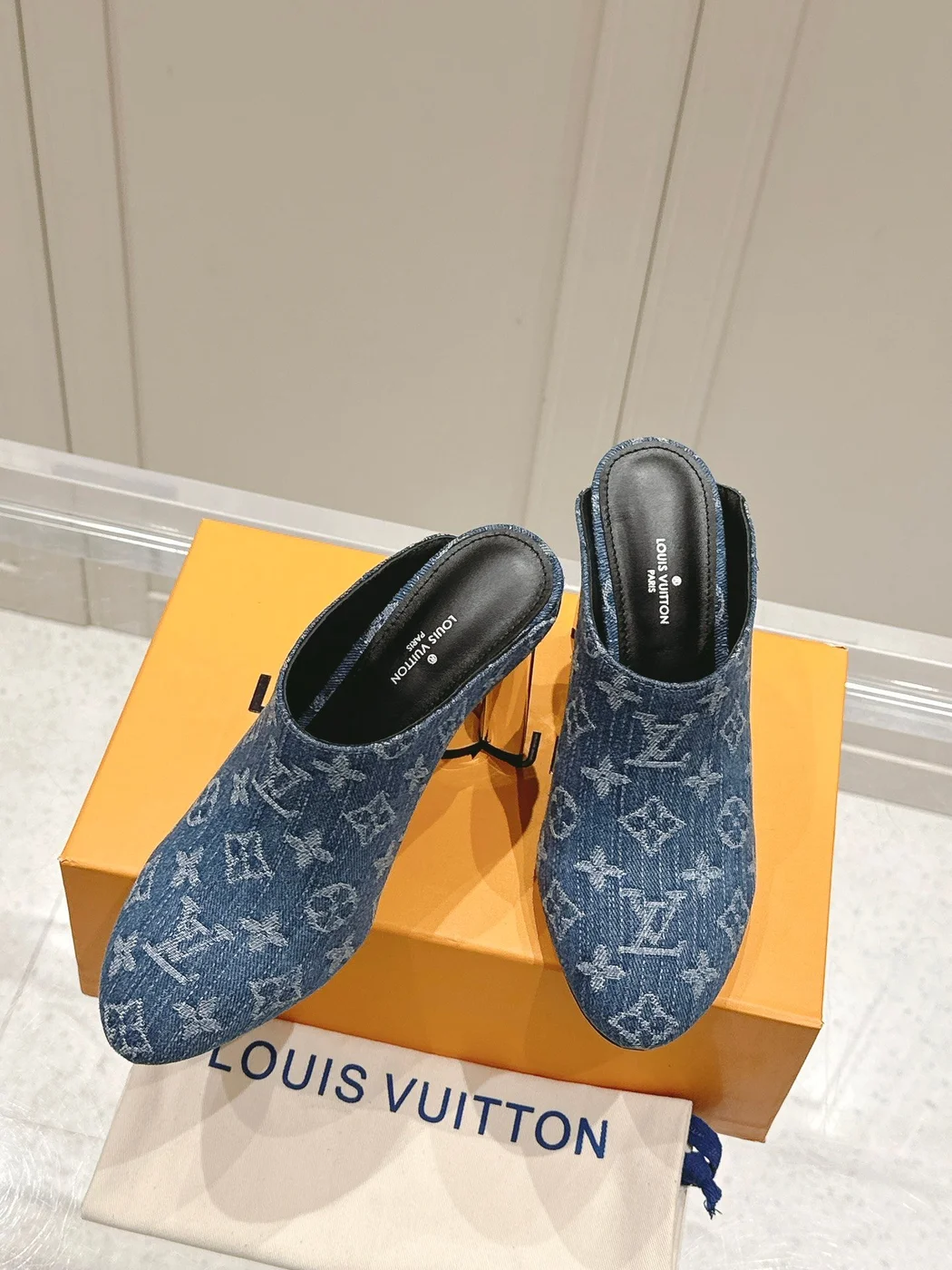 Louis Vuitton Women Blue Denim Mules product view 4