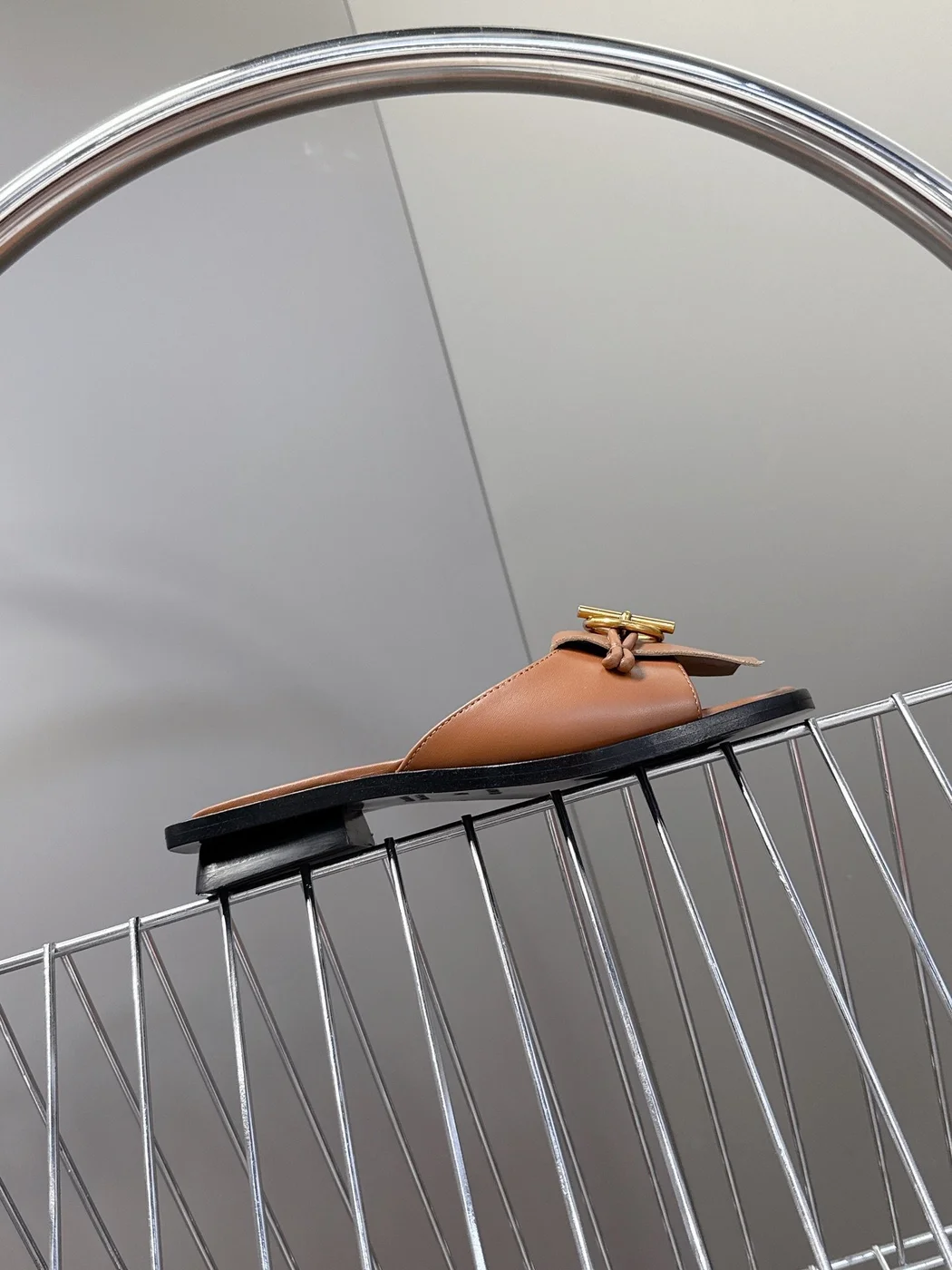 Hermès Women Brown Leather Flat Mules product view 6