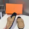 Hermès Women Suede Buckle Mules — Tan Brown product view 3