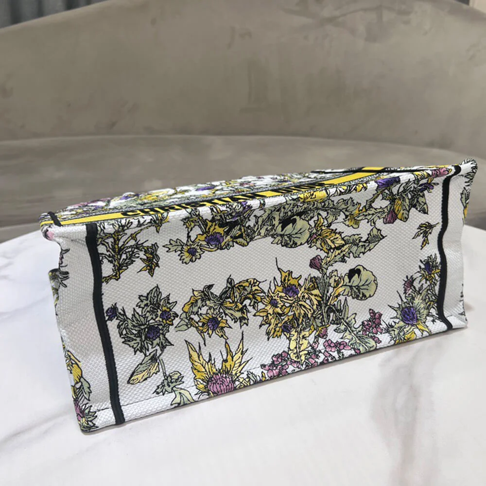 Dior Medium Book Tote — Multicolor Floral Pattern with Yellow Band product view 5