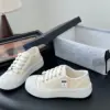 Chanel Women White Canvas Lace-Up Sneakers product view 2
