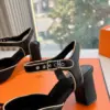 Hermès Women Black Leather Trimmed Heels product view 6