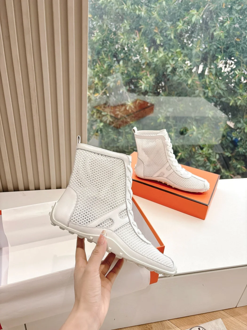 Hermès Women White Sneakers — High-Top Style product view 5
