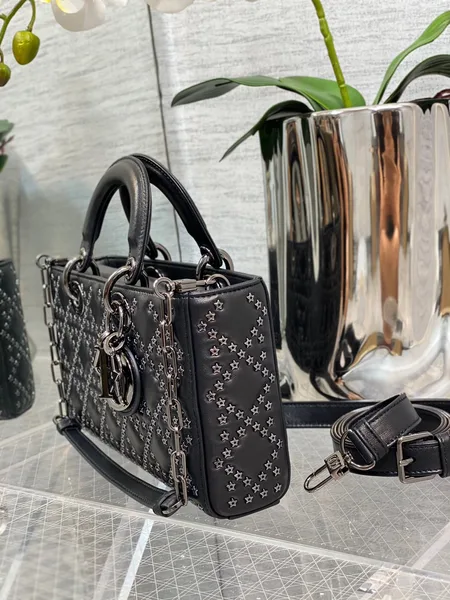 Dior D-Joy Black Handbag With Star Studs 26 cm product view 3