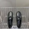 Louis Vuitton Women Black Leather Loafers — Metal-Bar Detail product view 2