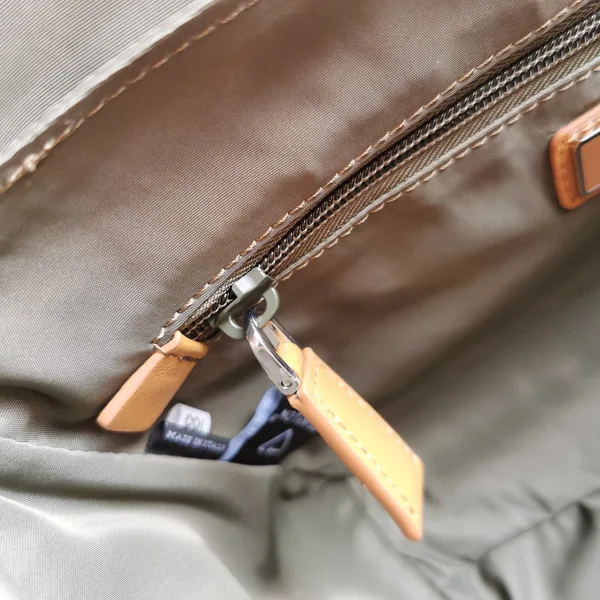 Prada Messenger Bag 20 In Khaki Green Re-Nylon And Brown Calfskin Trim product view 8