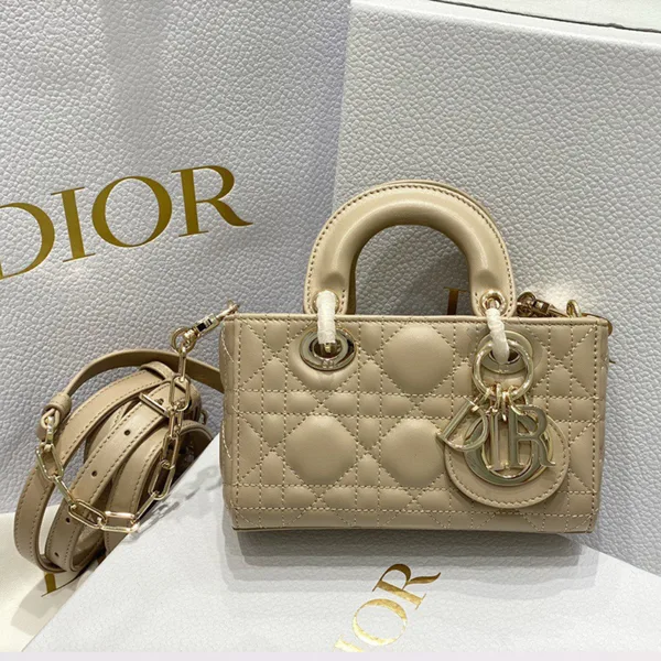 Dior Branded Women’s Handbag D-Joy Mini Bag Beige 16.5x6x10cm product photo