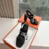 Hermès Women Black Leather Sandals — Wide-Strap Slingback product view 4