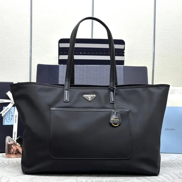Prada Classic Tote Bag 43 In Black Re-Nylon Fabric product photo