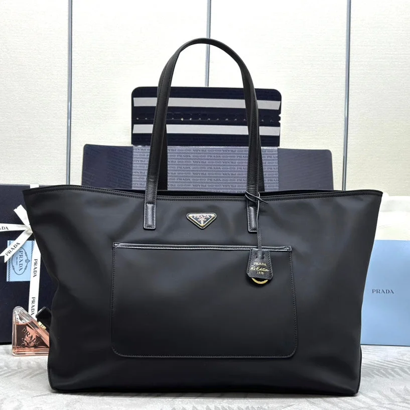 Prada Classic Tote Bag 43 In Black Re-Nylon Fabric product view 1