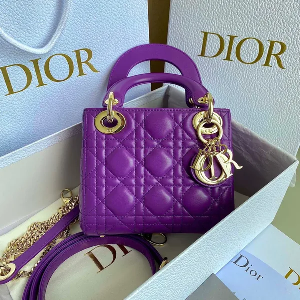 Dior Lady Mini Women’s Handbag Purple Cowhide 17 cm product photo