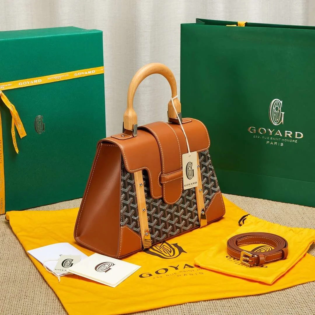 Goyard Saigon Brown Handbag With Wooden Handle 28 cm product view 7