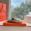 Hermès Women Beige Suede Mules — Metal-Bar Loafer Style product view 2