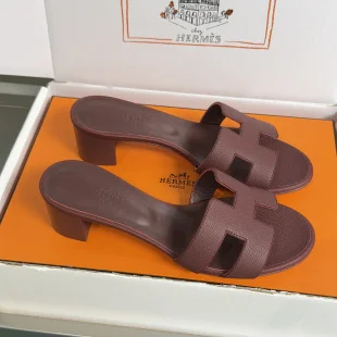 Hermès Oran Heeled Sandals — Dark Brown product view 1