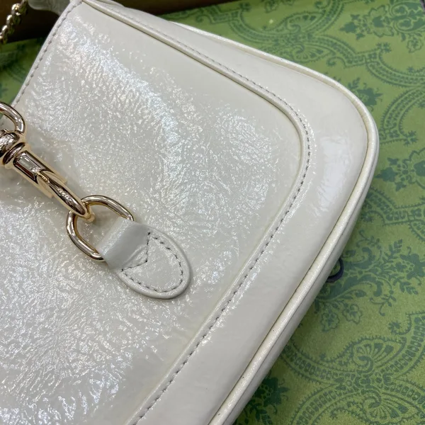 Gucci Jackie Notte Mini Bag 19 In White Cracked Lacquer Calfskin Gold Hardware product view 7