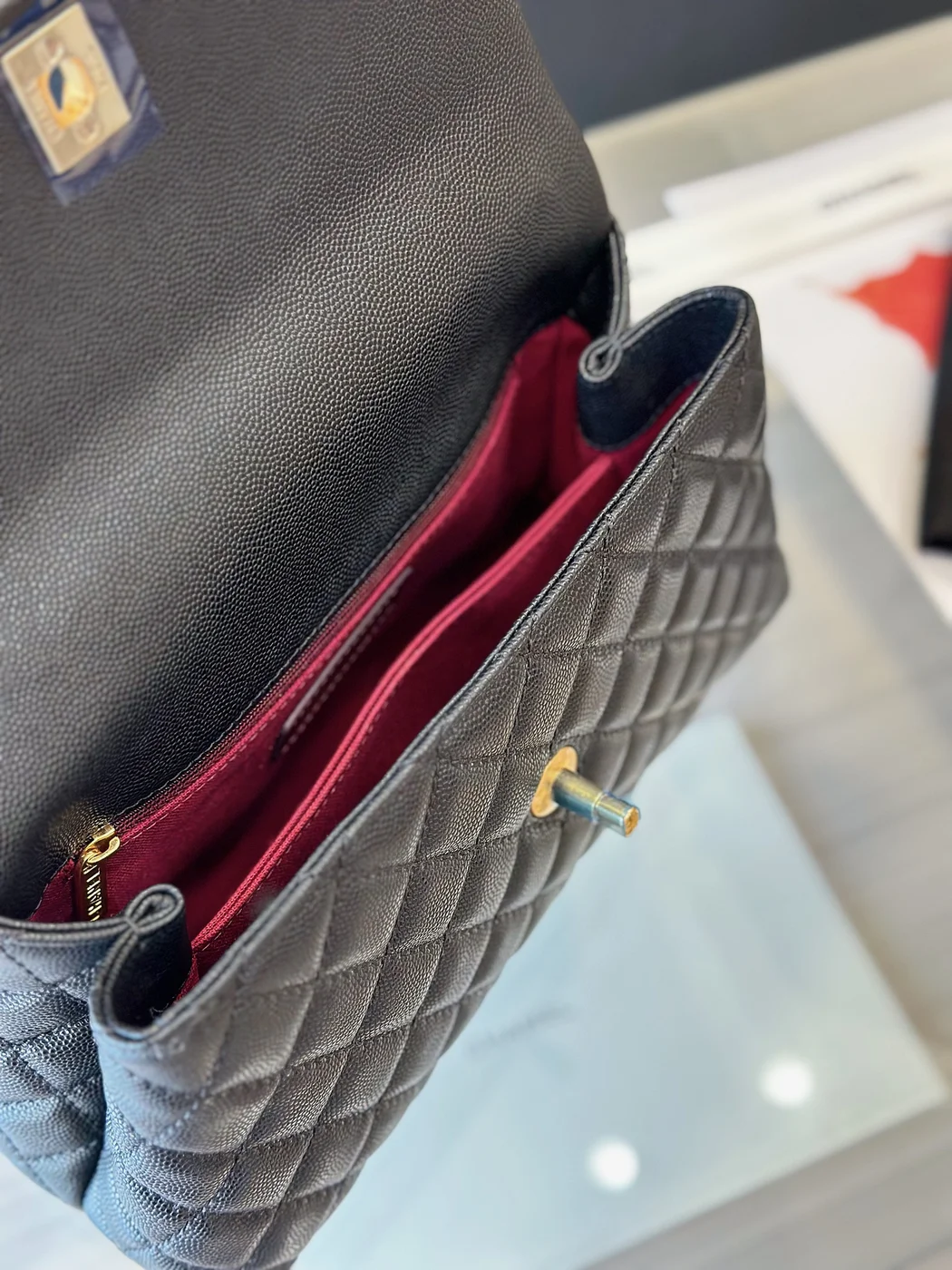 Chanel Handbag Coco Lock Gold Lizard Skin Black 24 cm product view 3