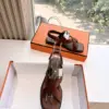 Hermès Women Brown Sandals — Buckle-Detail T-Strap product view 4