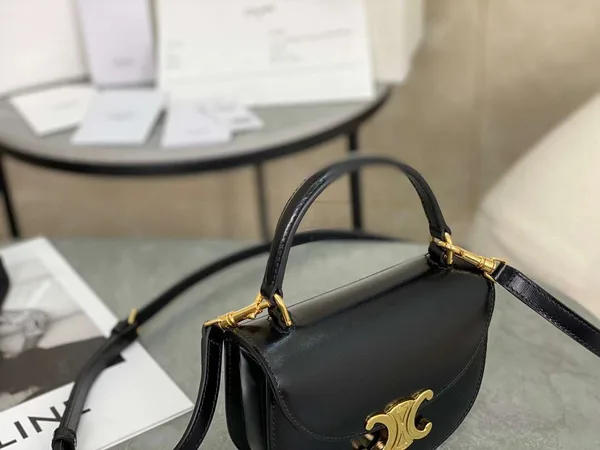 Celine Handle Black Wrinkled Leather 15.5× .5x5cm Bag product view 5